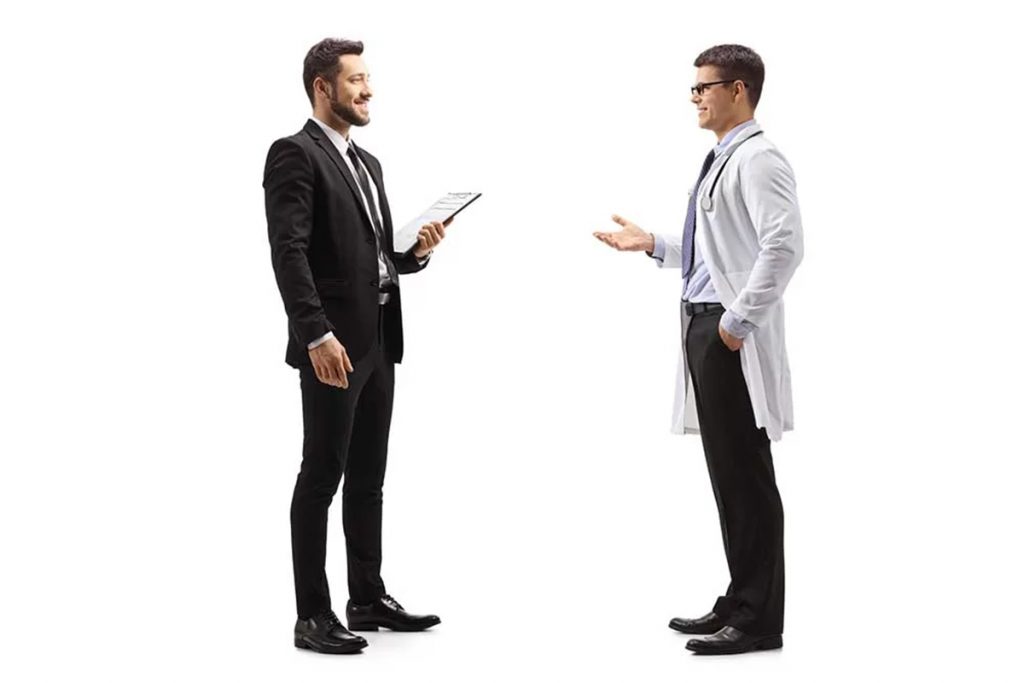 encounter and dialogue between a pharmaceutical sales representative and a doctor